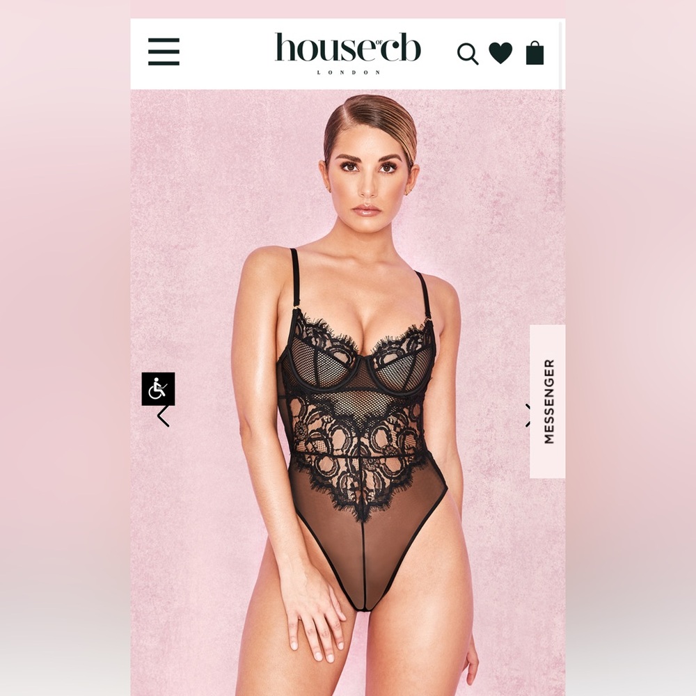 HOUSE OF CB BLACK LACE NADIA BODYSUIT/LINGERIE